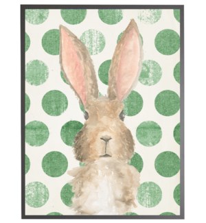 Watercolor baby Bunny on Green polka dots